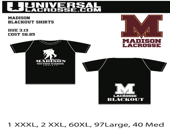 Wounded Warriors shirt order forms.