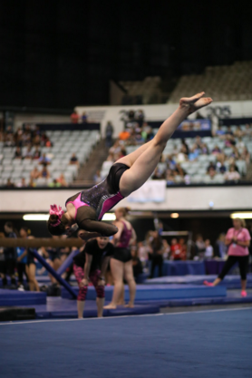 Julia performing her floor routine at nationals. 