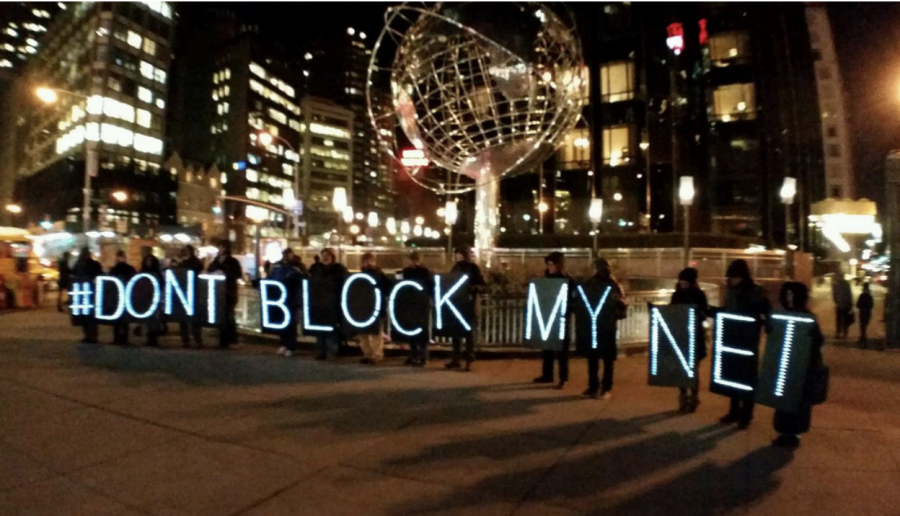The possibility of the end of net neutrality sparks protest.