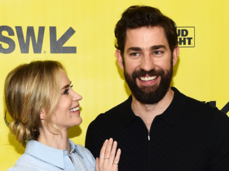John Krasinski the writer, director and star of A Quiet Place with wife and co-star Emily Blunt.