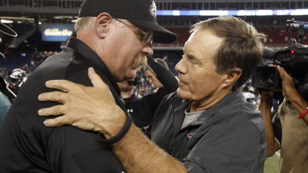 Head Coaches Andy Reid and Bill Belichick after the game 
(USA Today Media)
