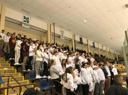  The student section at the state quarter-finals against Northern Highlands hockey game!
