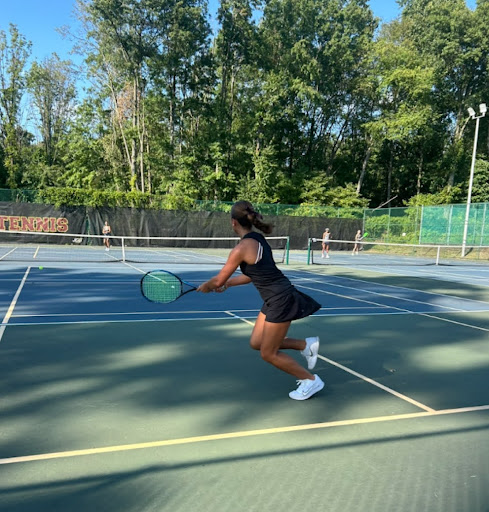 Sophomore Korryn Peterson moments before her win against Chloe Lin.