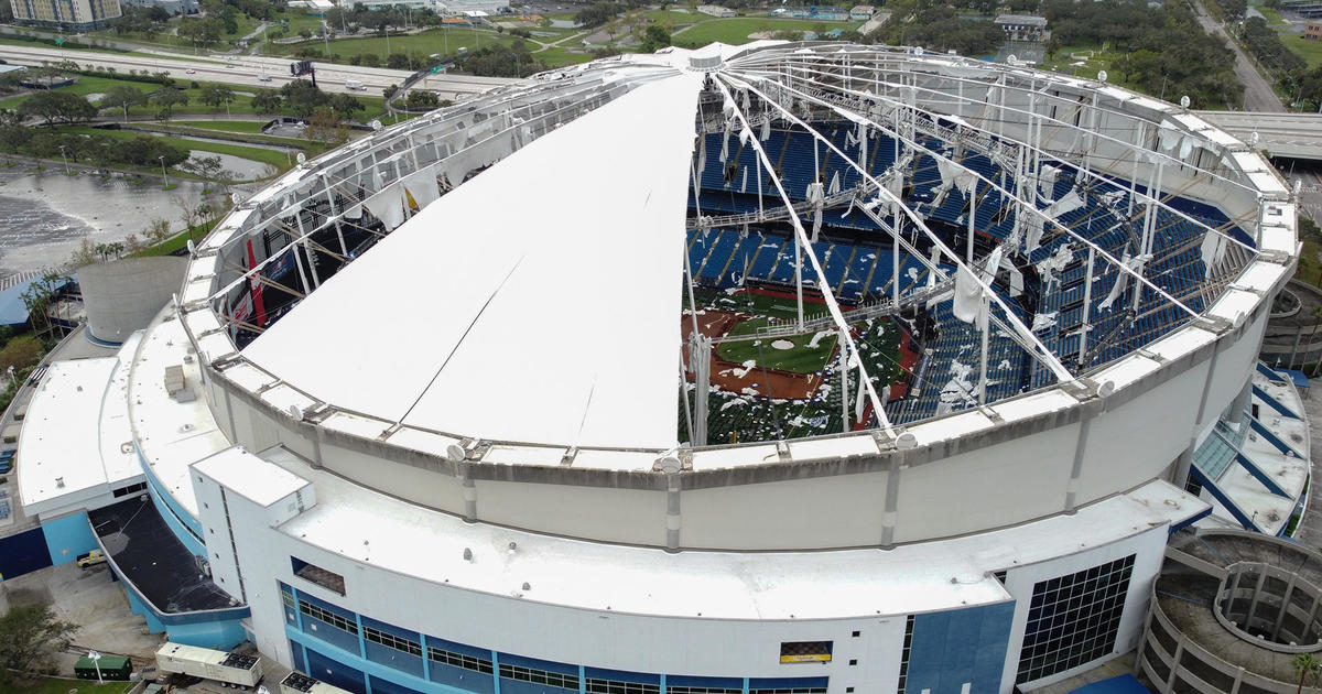  Photo of Tampa Bay Rays stadium after Hurricane Milton ripped tore of the roof