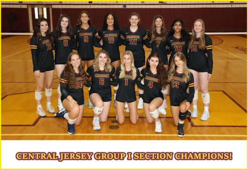 Girls Volleyball team picture after winning the Central Group 1 sectional final. 